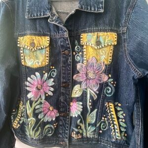 Bright & happy DENIM jacket - OOAK - hand-painted